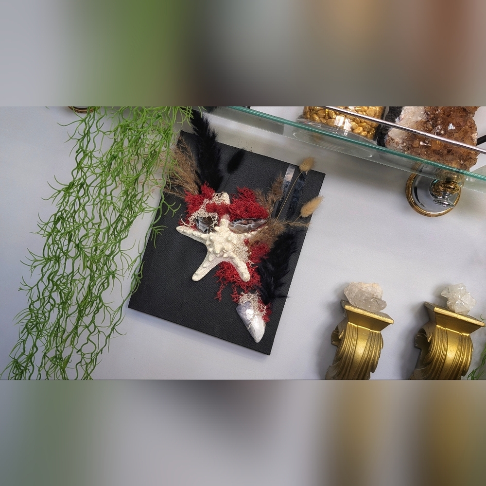 Coastal Druzy Geode Seashell Canvas Beach Ocean Art